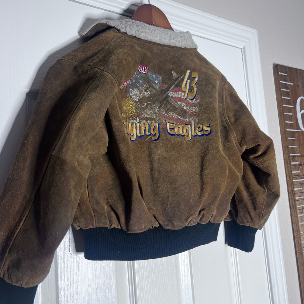 RARE Vintage 40s/50s Kids Flying Eagle Brown Suede Jacket - Size 7